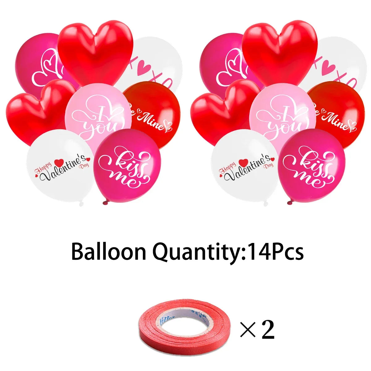 Guirlande suspendue en forme de cœur d'amour, 6 pièces, rouge/blanc