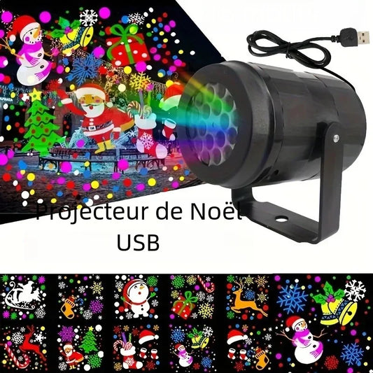 Projecteur laser de Noël flocon de neige, 16 motifs, étanche, rotatif, lumières de scène LED, décoration, 1 pièce