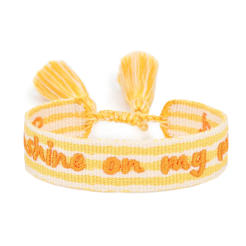 Bracelets d'été tissés avec motif de chia, plage, soleil, sable, PCT