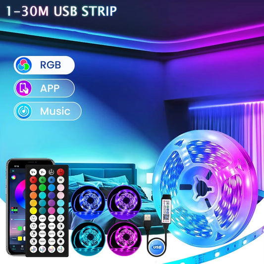 Lumières Led pour chambre à coucher Bluetooth Wifi App télécommande bande lumineuse Led Rgb 5050 Rgb Usb 5V bande Led Tv rétro-éclairage éclairage de pièce