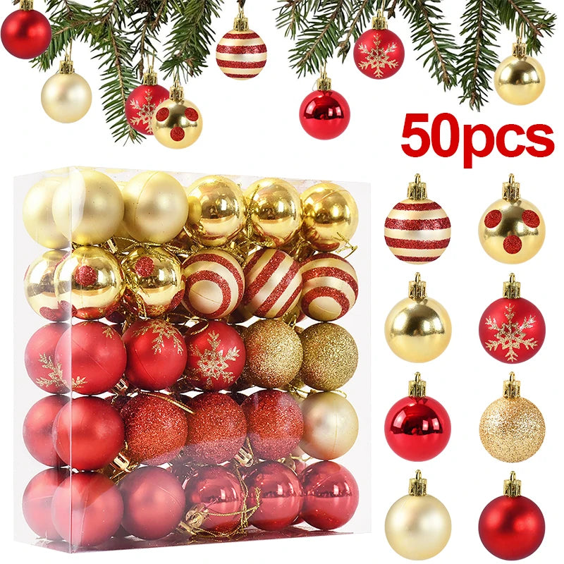 50pcs / boîte - boules de Noël décorations d'arbre de Noël