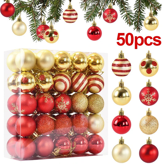 50pcs / boîte - boules de Noël décorations d'arbre de Noël