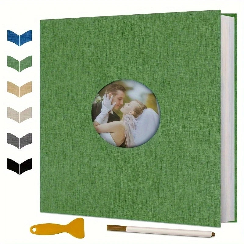 Album Scrapbook auto-adhésif pour photos 4 × 6 5 × 7 8 × 10, couverture en lin magnétique, 40 pages, cadeau de mariage familial avec stylo en métal et