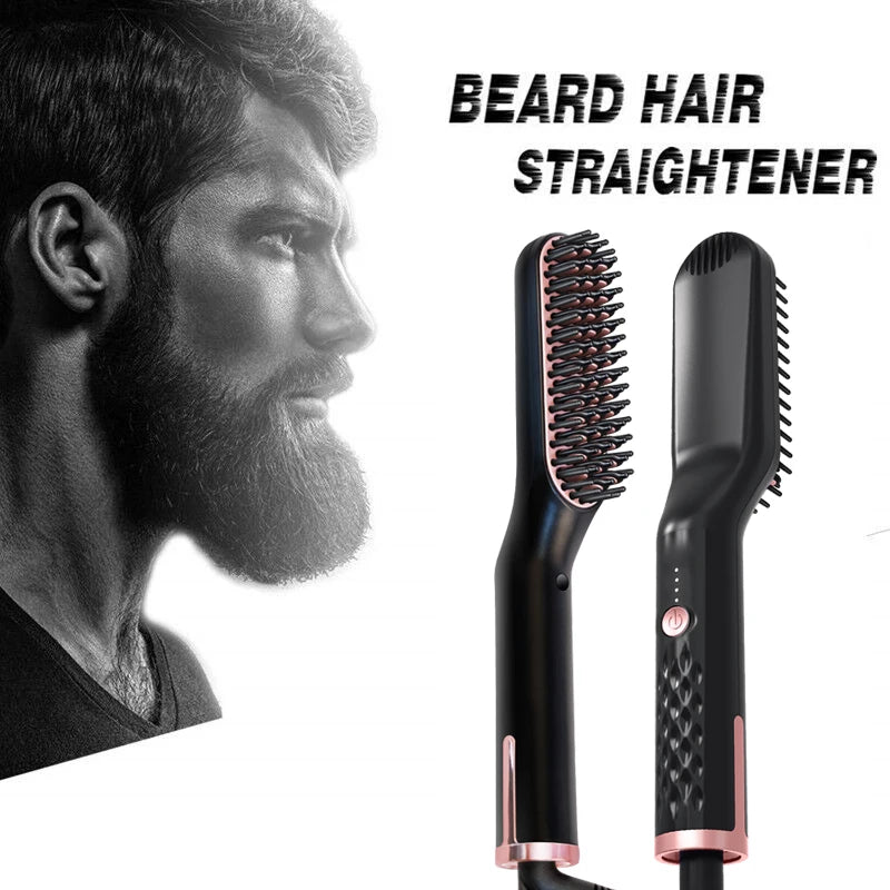 Peigne chauffant pour hommes, lisseur électrique à ions négatifs, brosse à lisser les cheveux, utilisation humide et sèche, Styler rapide