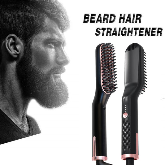 Peigne chauffant pour hommes, lisseur électrique à ions négatifs, brosse à lisser les cheveux, utilisation humide et sèche, Styler rapide