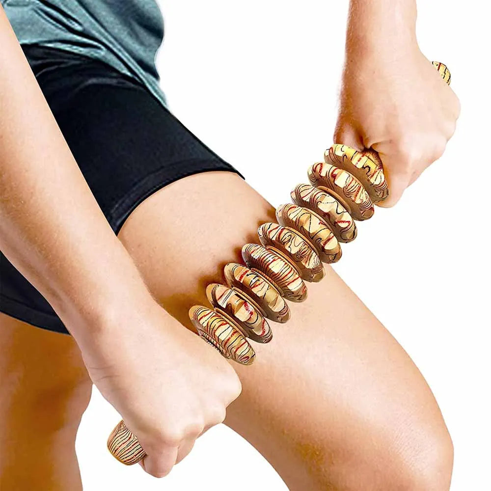 Masseur en bois à 9 rouleaux, bâton à rouleau portatif, Point de déclenchement, outils de Massage manuels pour Anti-cellulite, soulagement de la douleur musculaire corporelle