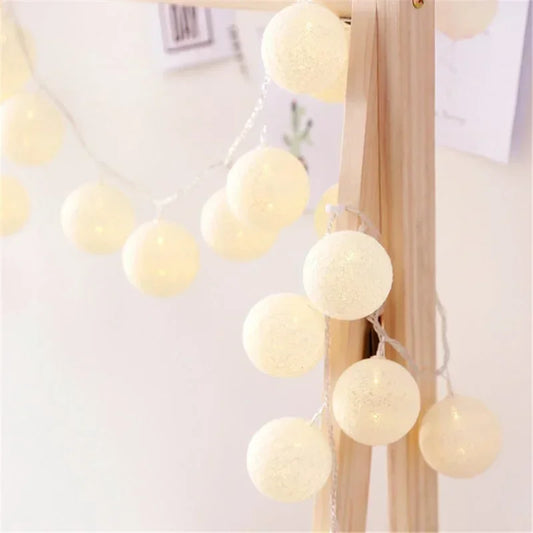 Guirlande de coton colorée USB, boules LED, guirlande de noël, pour la décoration de la maison, décor de chambre féerique de mariage