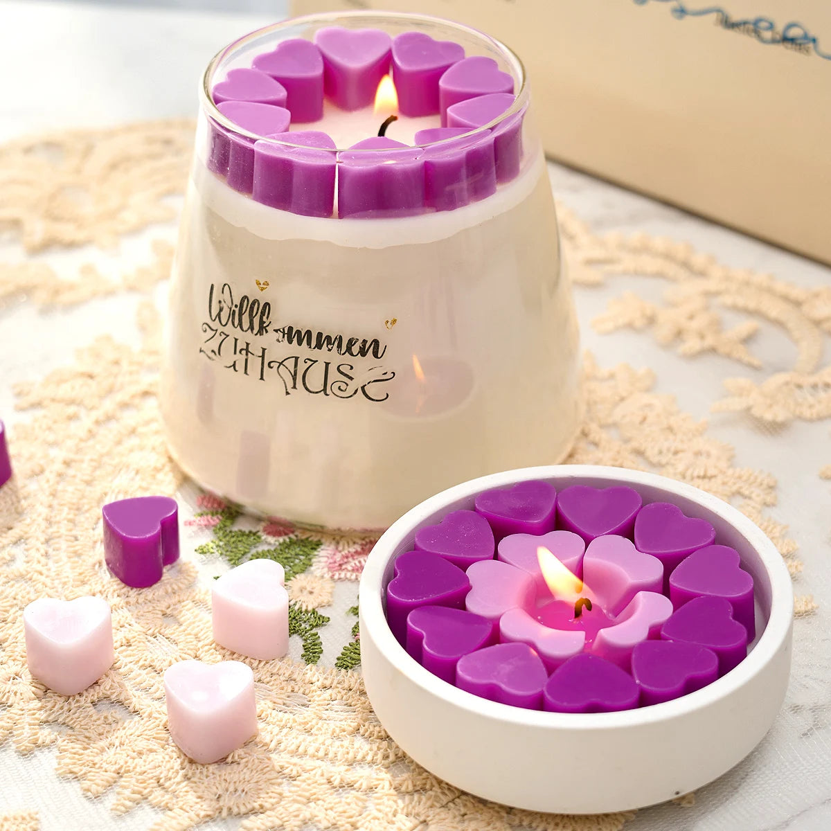 Moule à bougie en Silicone en forme de cœur, 55 compartiments, Kit de fabrication de bougies pour la saint-valentin, gâteau d'amour, moule de cuisson au chocolat, cadeaux de fête