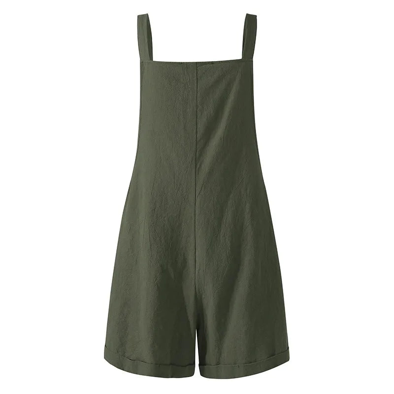 Combinaison Style ample pour femmes, style Boho, couleur unie, col carré, combishort sans manches, vêtements d'été décontractés