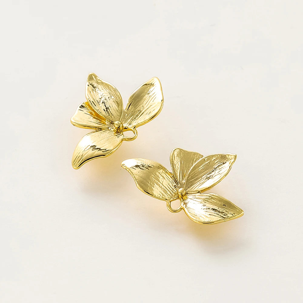 Accessoires de pendentif délicats, couleur or 14K/18K, feuille de laiton plaqué argent, fournitures de fabrication de bijoux, 6 pièces