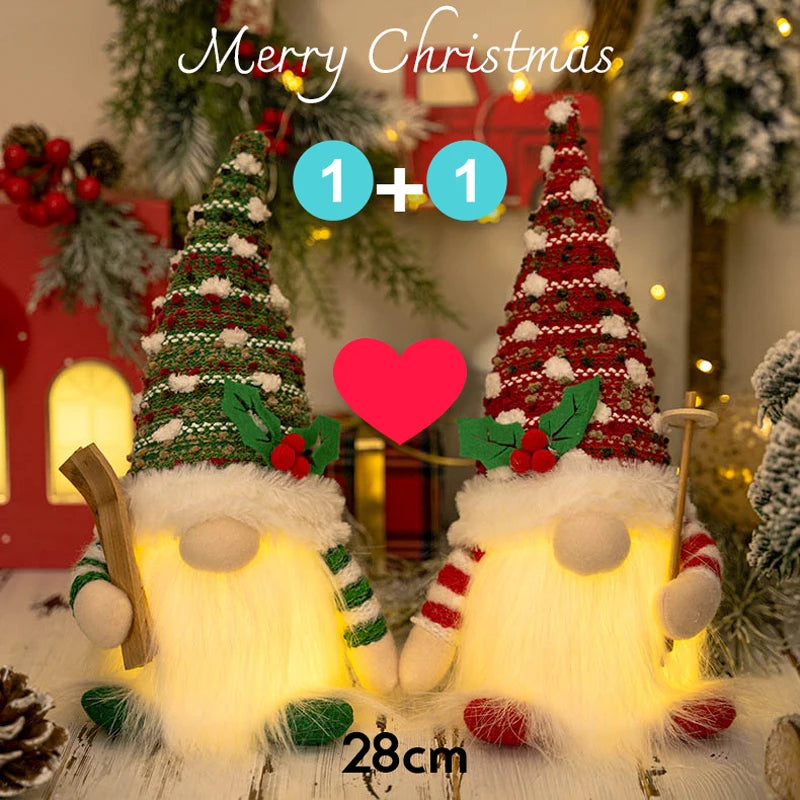 Gnome elfe avec lumière LED, décorations de Noël pour la maison