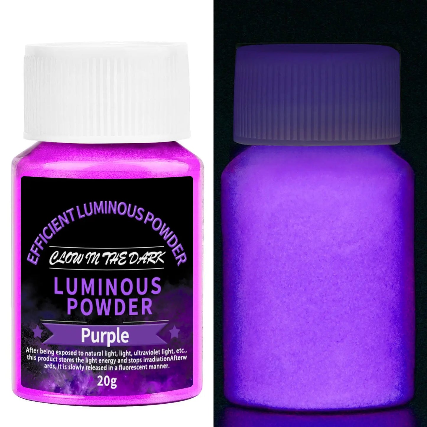 Peinture en poudre lumineuse longue durée, 20g, résine époxy, Pigment qui brille dans la nuit, poudre fluorescente, remplissage pour la fabrication de bijoux à faire soi-même