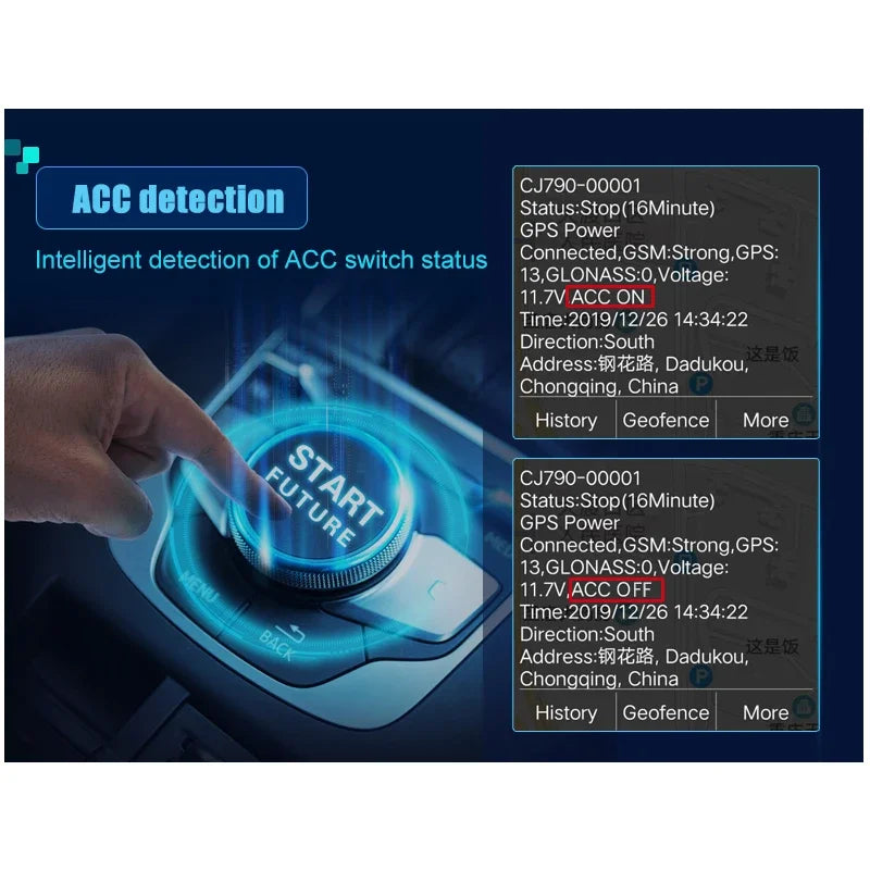 Traqueur GPS 4G pour Voiture et Moto, Moniteur Vocal SOS, État ACC, Remorquage, Arrêt, Choc, Déplacer, Appel SMS, Localisateur d'Alarme CJ790D