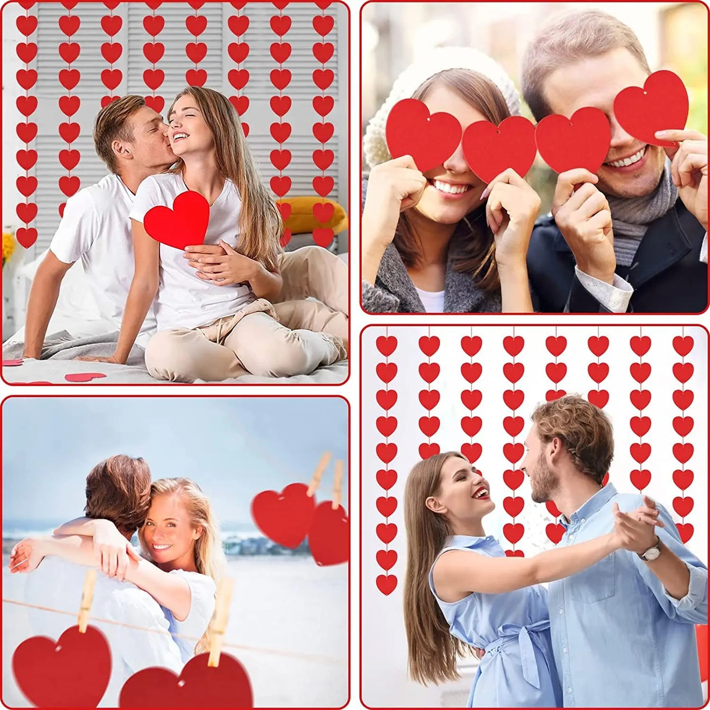 Guirlande de cœurs rouges 3M, 1 à 8 paquets