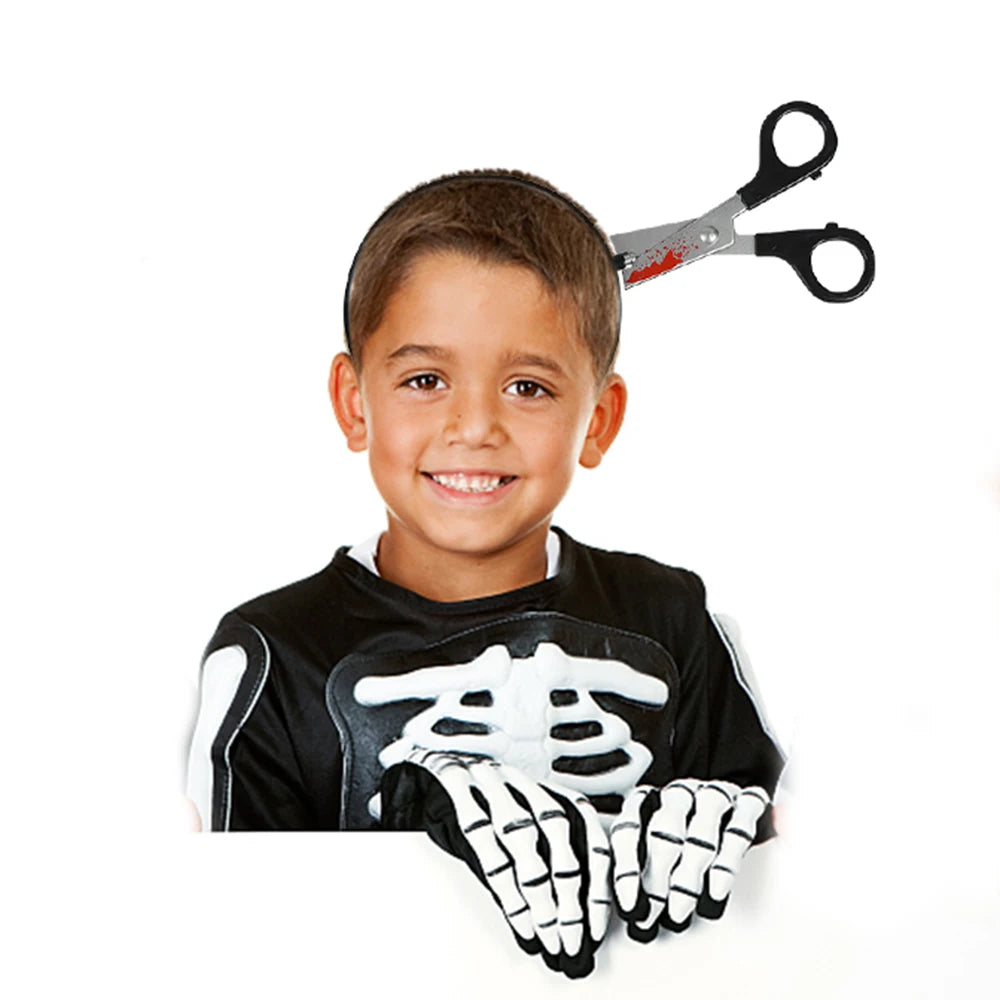 Cerceau de cheveux de sang d'horreur d'Halloween, faux couteau de scies de hache, accessoire déguisement
