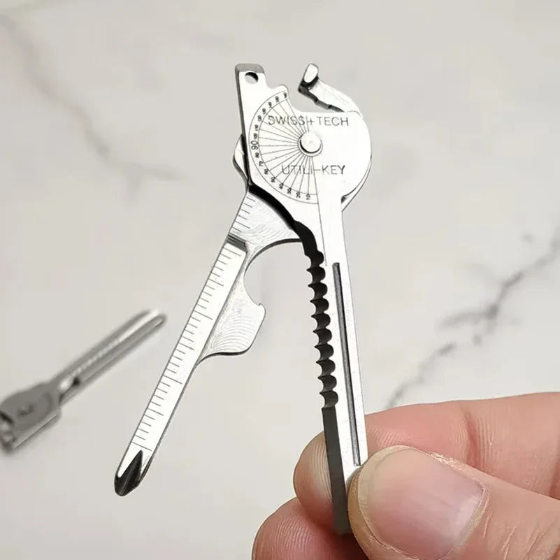 Outil pliant multifonction ouvre-porte-clés tournevis EDC 6 en 1 utilitaire pince de poche porte-clés