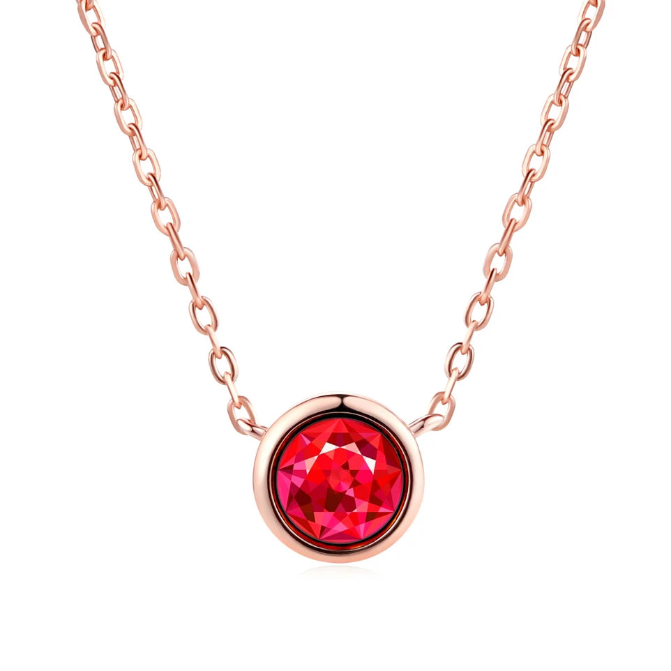 Collier avec pendentif rond en zircon cubique, couleur or