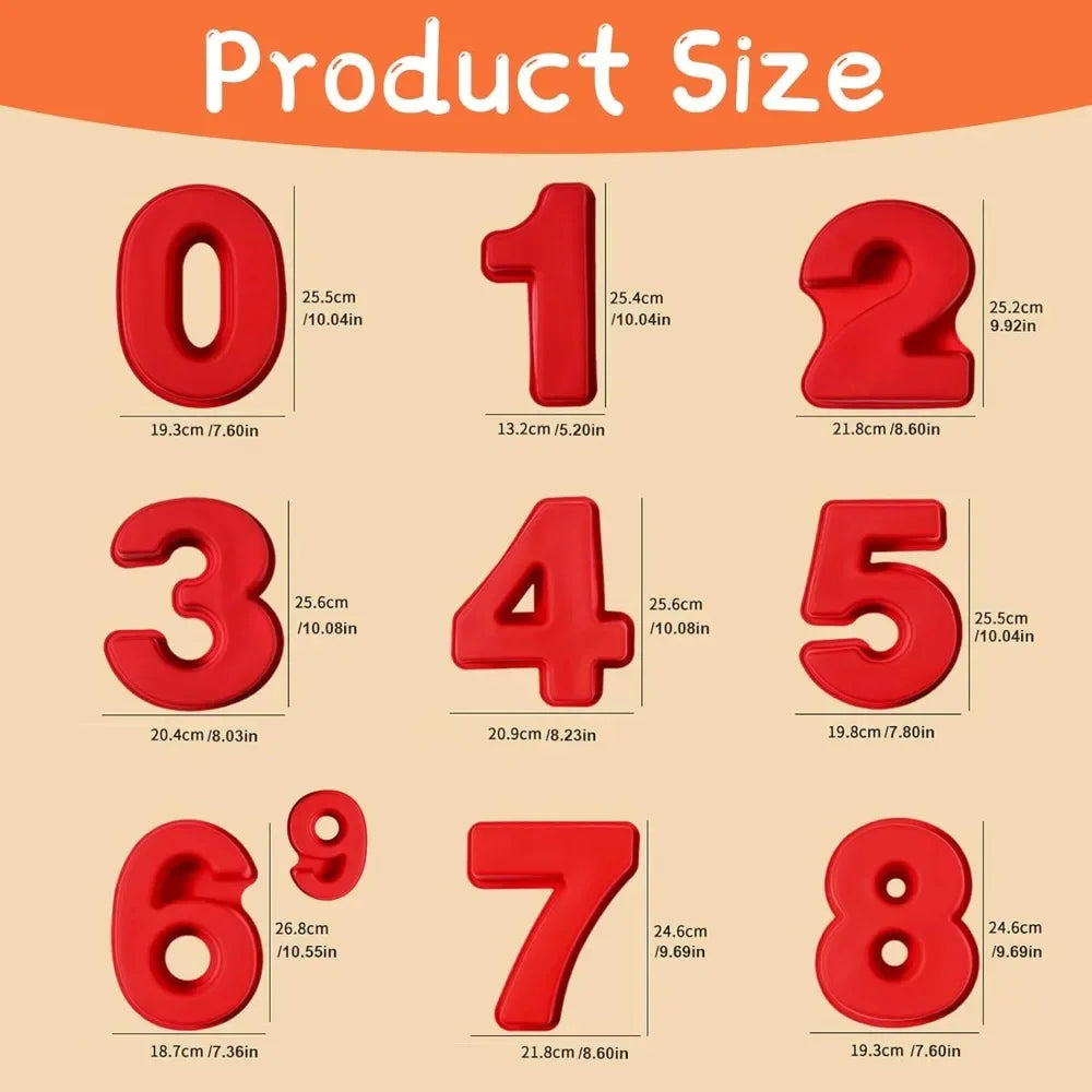 Moule à gâteau 3D grand nombre 10 pouces, moules de cuisson en Silicone 0-8 pour anniversaire, mariage, décorations de fête, bricolage, outils de cuisson à domicile