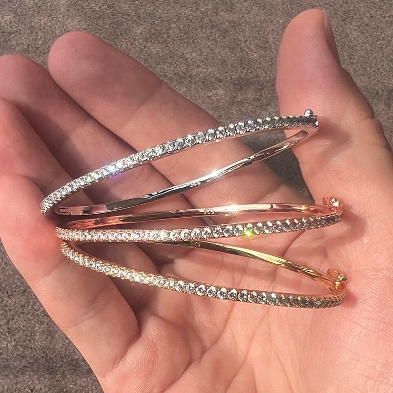 Marque chaude pur 925 bijoux en argent Sterling pour les femmes bracelet en or Rose diamant bracelet bijoux de mariage autour de Rivet bracelet bijoux