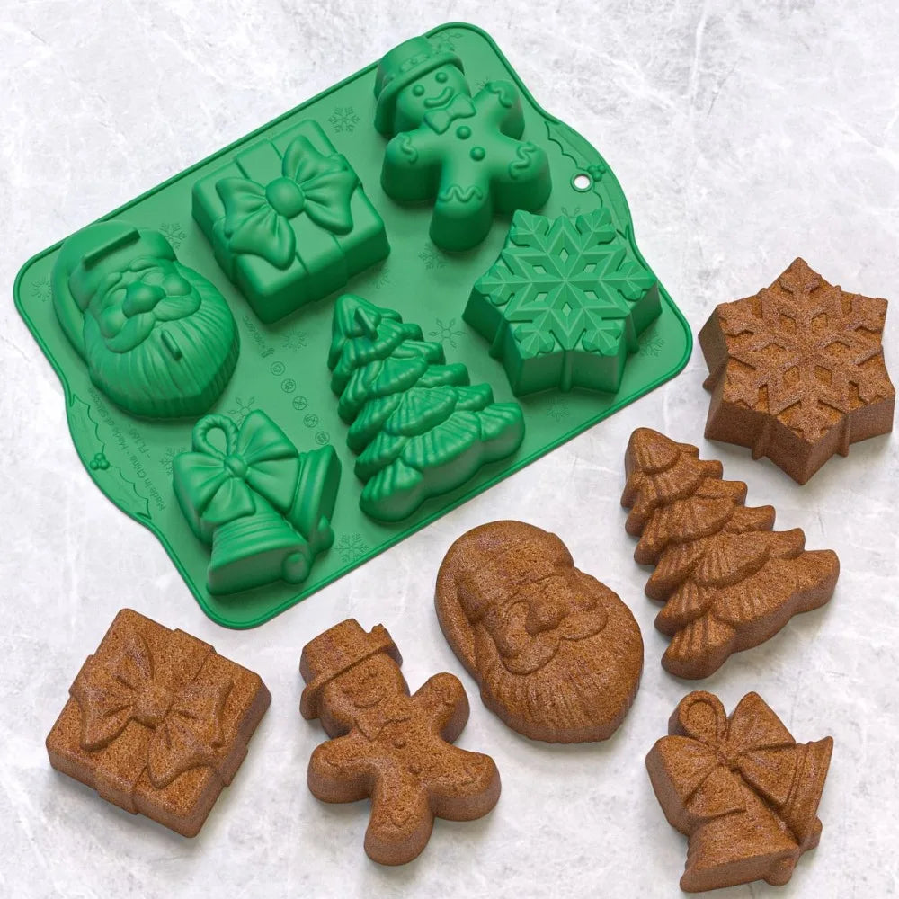 Moule de cuisson de noël en Silicone, pour bonbons, chocolat, Fondant, outils de décoration de gâteaux de vacances antiadhésifs, moules d'arbre de bonhomme de neige du père noël
