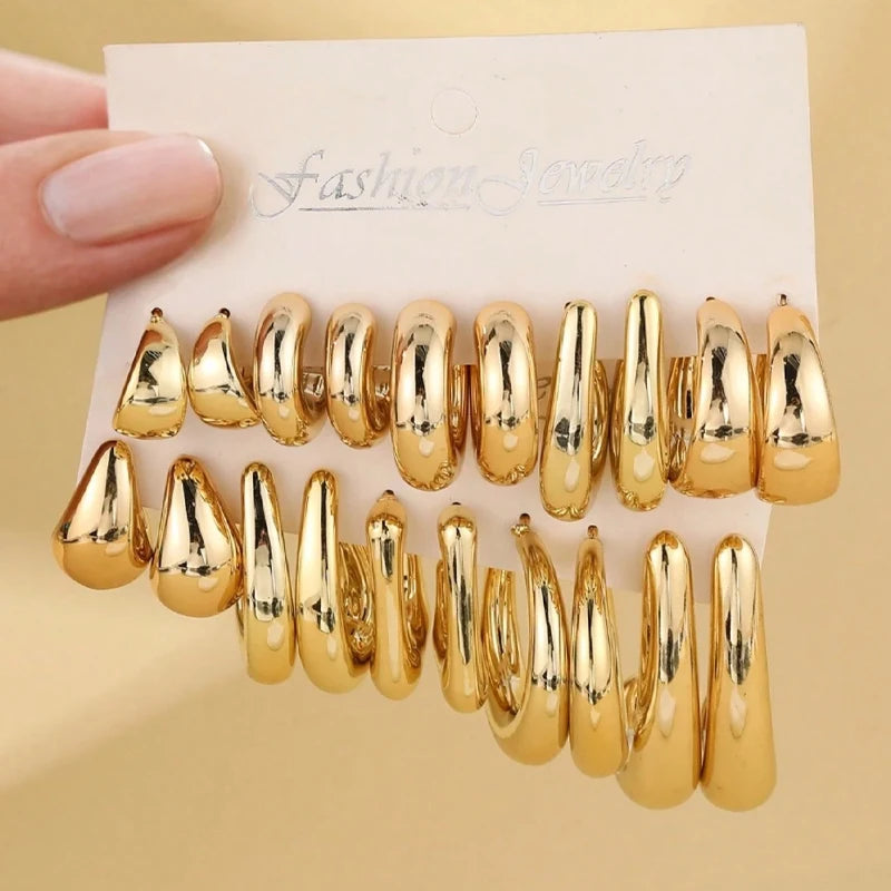 Ensemble de boucles d'oreilles légères en forme de C pour femmes, couleur or, forme asymétrique, CCB, bijoux à usage quotidien, 2/6/20 pièces, 2025