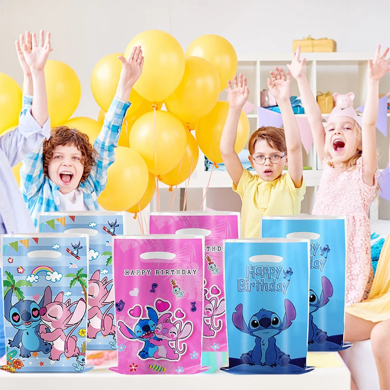 30 pièces bleu rose point sacs cadeaux de fête avec poignées Lilo & point thème faveurs de fête sacs bébé enfants fête d'anniversaire décor