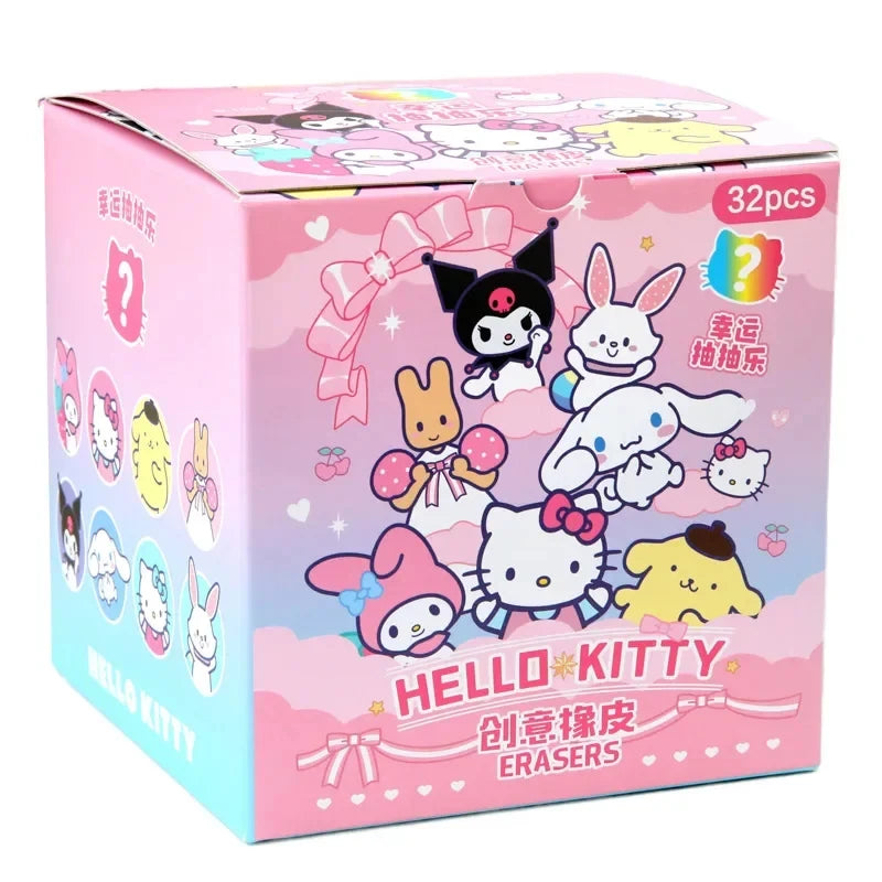 Sanrio 16/32 pièces gomme Kawaii étudiant papeterie Kuromi Hello Kitty dessin animé 3D gomme outils de nettoyage école cadeaux pour enfants