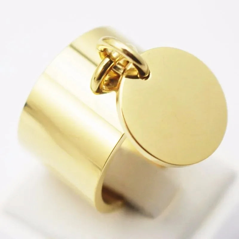 Bague pendentif géométrique ovale pour femmes, bijoux à la mode, en acier inoxydable, taille 7 10 11 6 9 8