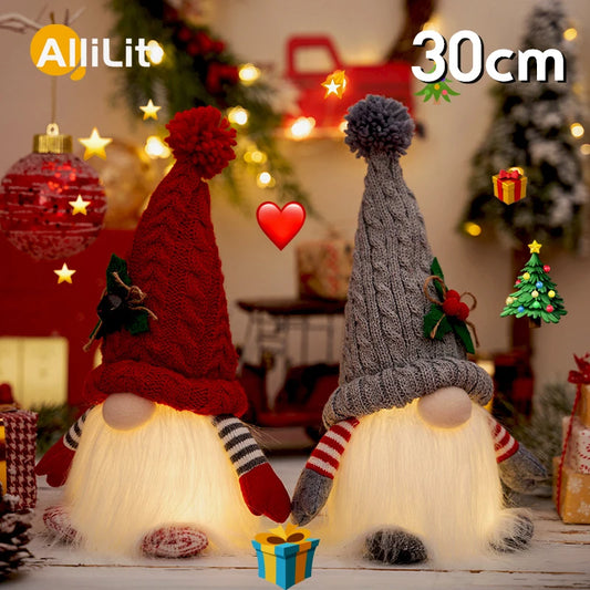 Gnome elfe avec lumière LED, décorations de Noël pour la maison