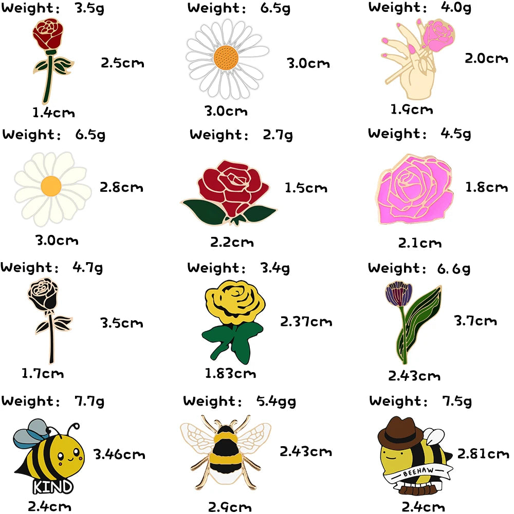 Broches romantiques pour Couple, Rose rouge et noire