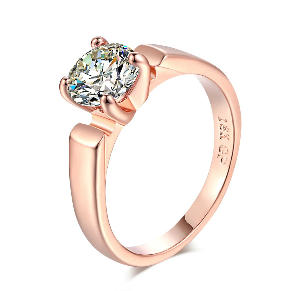 Bague de mariage en Zircon pour femmes, anneau de fiançailles, cubique, or Rose, tendance, bijoux, cadeaux, R249