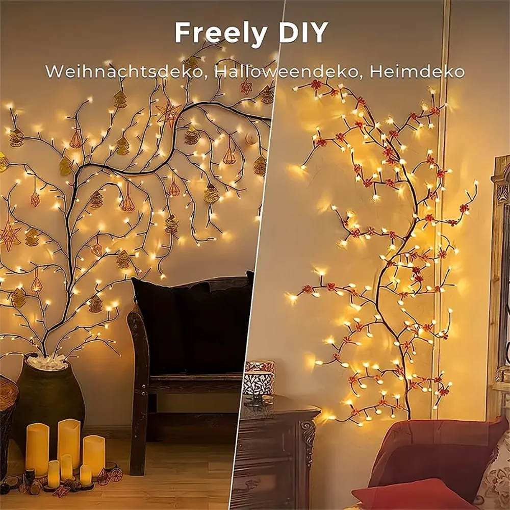 96LED branche d'arbre lampe chambre décoration murale saule vigne arbre bande lumineuse 8 Modes d'éclairage bricolage atmosphère lumière éclairage à la maison