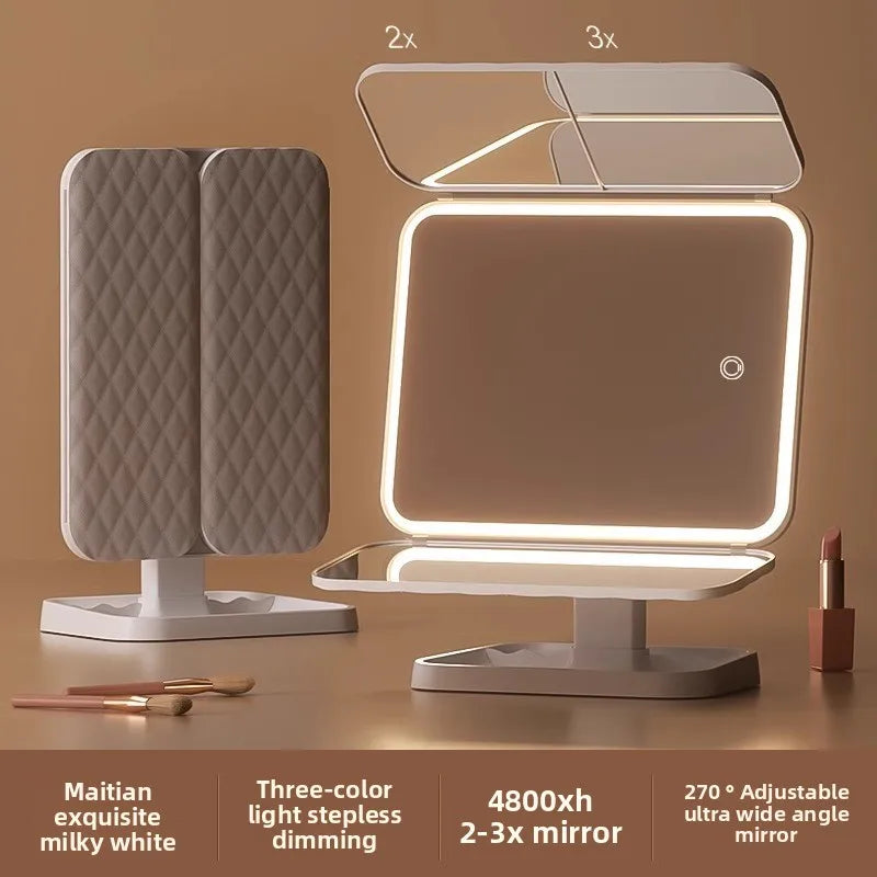 Miroir de maquillage à lampe Led, peut être tourné, trois volets, miroir de beauté haute définition, Compact, intelligent, offre spéciale
