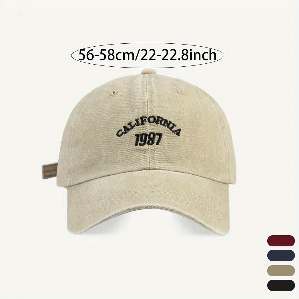 Chapeau de Baseball Vintage Délavé et Décontracté avec Lettres Brodées, Casquette en Denim Américain Solide, à la Mode, Polyvalent, pour Papa