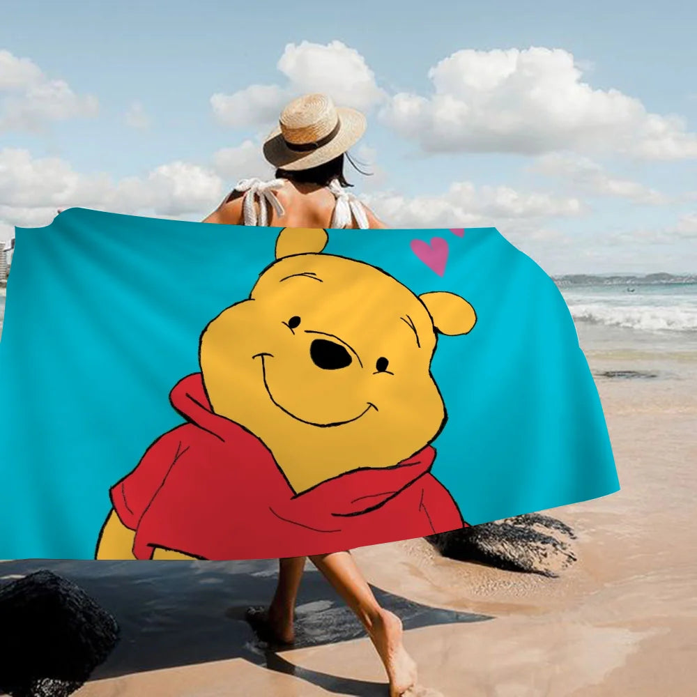 Winnie l'ourson ours serviette de plage dessin animé mignon été enfants grande piscine serviette de plage microfibre absorbant pour voyage de natation