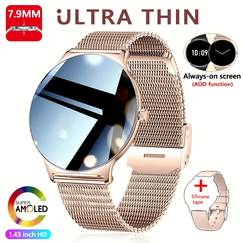 Pour Huawei Xiaomi nouvelle montre intelligente Ultra mince femmes écran toujours afficher l'heure Bracelet de sport Bluetooth appel mode Smartwatch