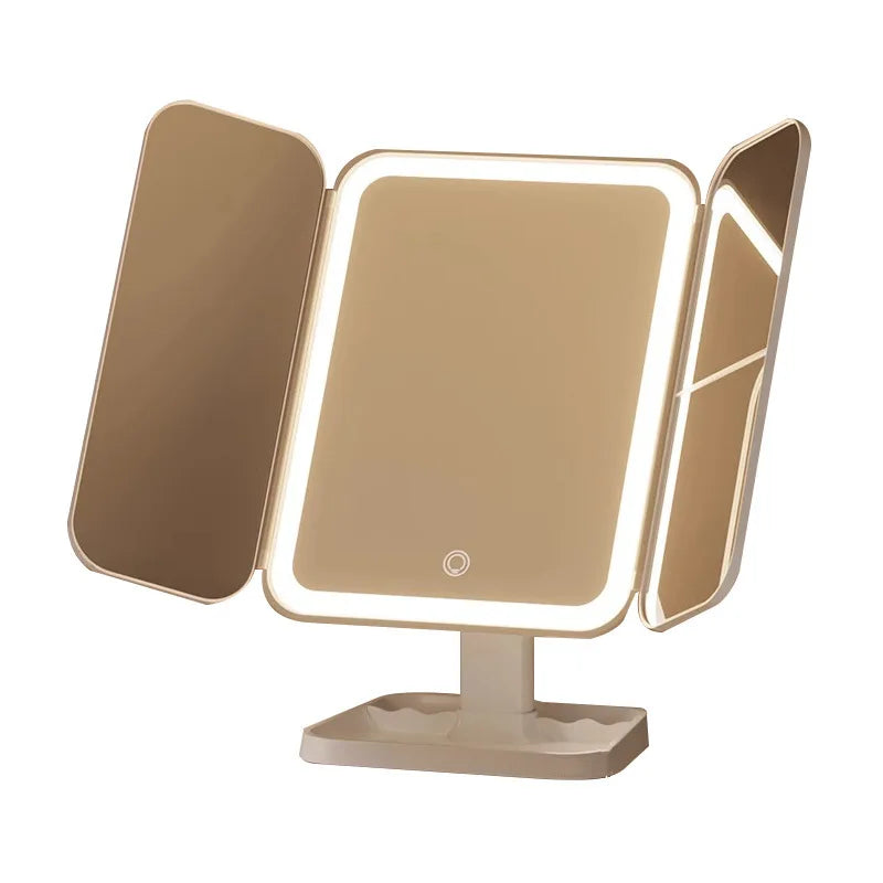 Miroir de maquillage à lampe Led, peut être tourné, trois volets, miroir de beauté haute définition, Compact, intelligent, offre spéciale