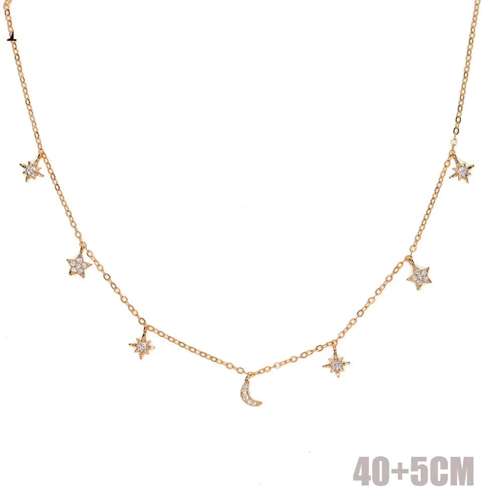 Collier ras du cou en argent Sterling 925 pour femmes, Station CZ transparente, multi-charmes, à la mode, délicat, points Disco, goutte d'eau, pendentif