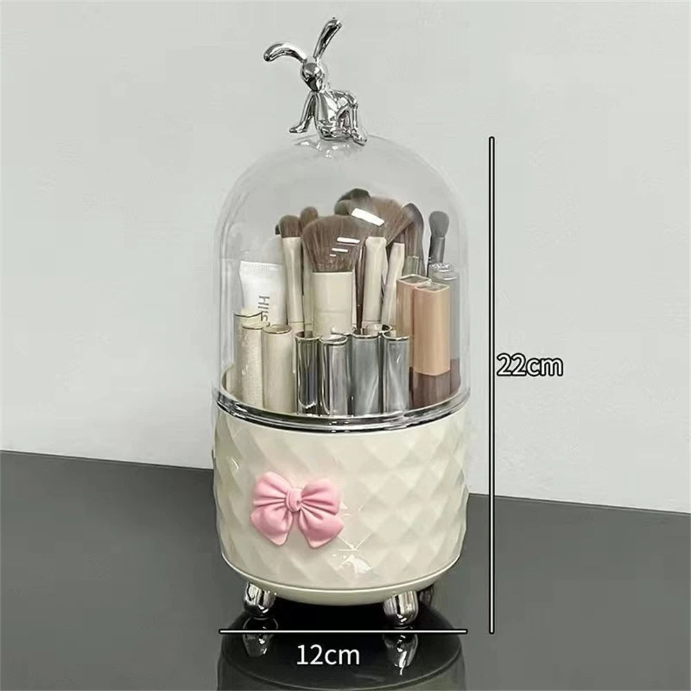 Organisateur de pinceaux de maquillage de bureau, boîtes de rangement pour crayons à sourcils, salle de bains, 360 °   Porte-stylo rotatif, commode anti-poussière, étagère à cosmétiques