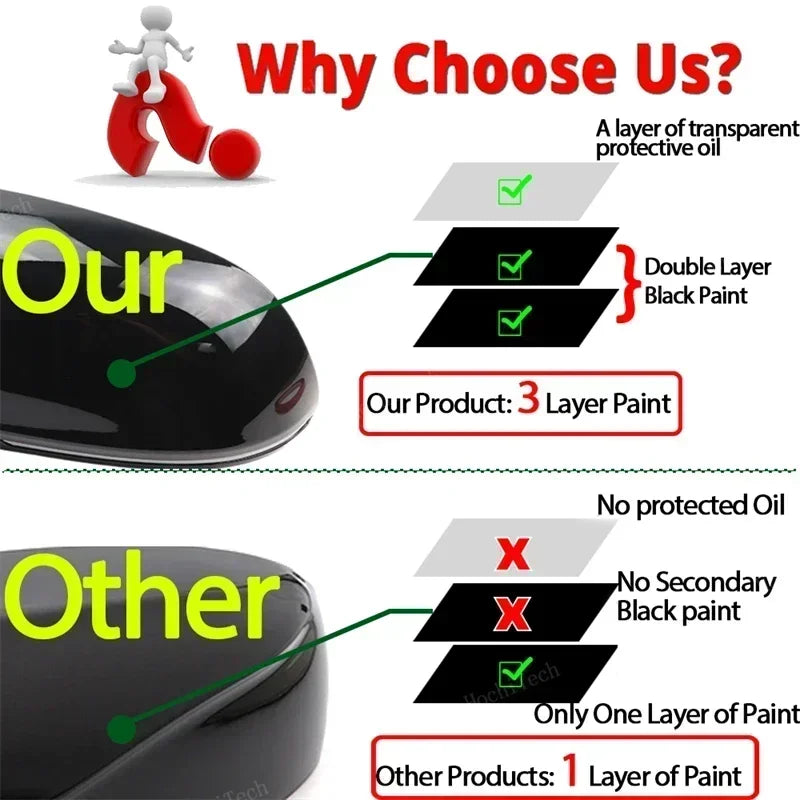 Couvercle de miroir noir en Fiber de carbone, pour Infiniti Q50 Q60 QX30 Q70 2014 – 2022, paire de housses de rétroviseurs latéraux extérieurs