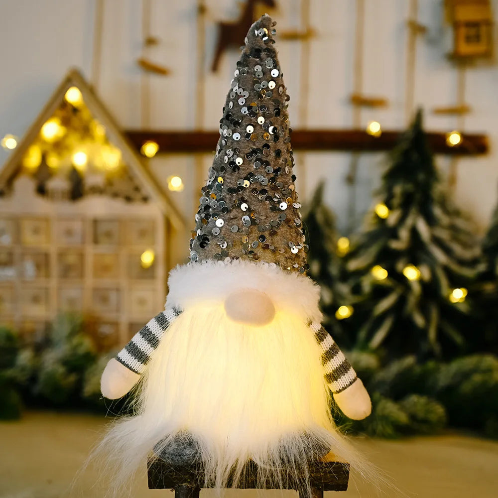 Gnome elfe avec lumière LED, décorations de Noël pour la maison