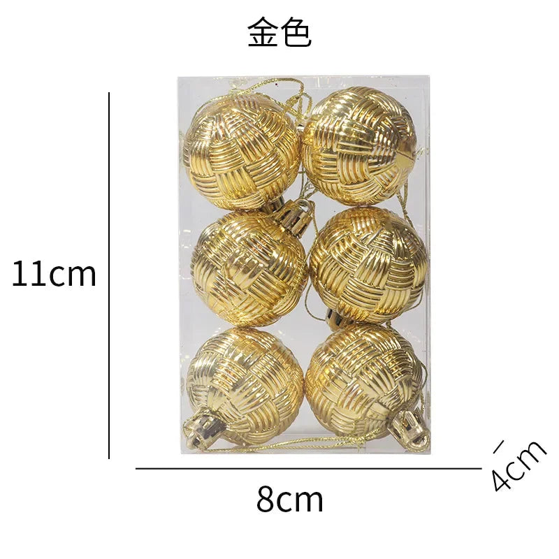 Ensemble d'ornements de boule de Noël en plastique, 8 pièces/ensemble 4CM, pendentif d'arbre de Nël, accessoires de décoration Noël