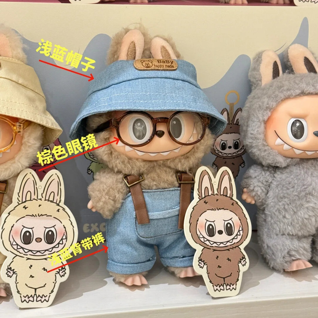 Ensemble de vêtements de poupée Labubu, accessoires de poupée, ensembles multiples en option, outils, appareil photo, salopette, chapeau seau, mignon, fait à la main, de haute qualité