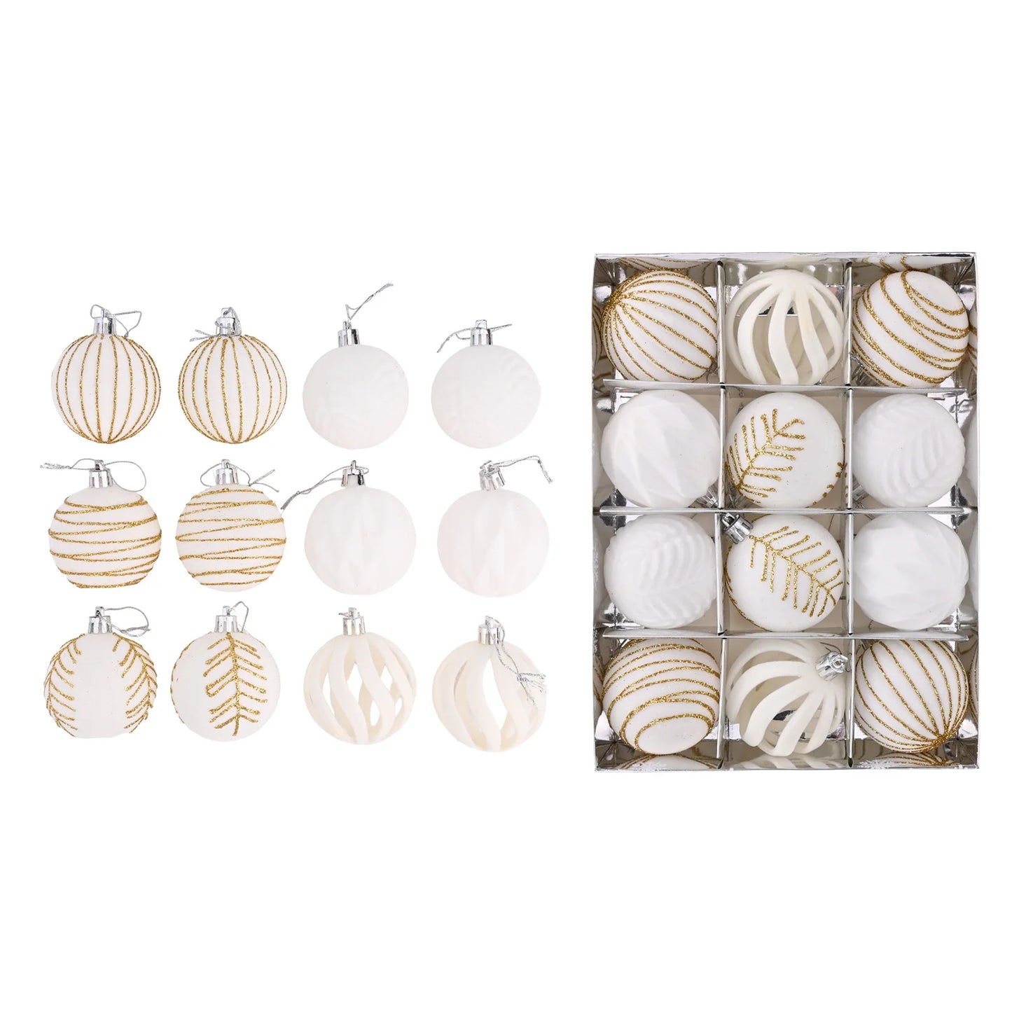 12 pièces 6CM boule de Noël décorations d'arbre de Noël