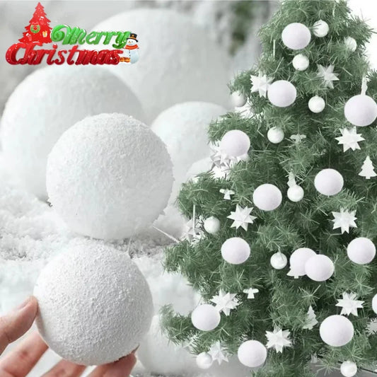 Boule de neige ornements d'arbre de noël, boules en mousse blanche
