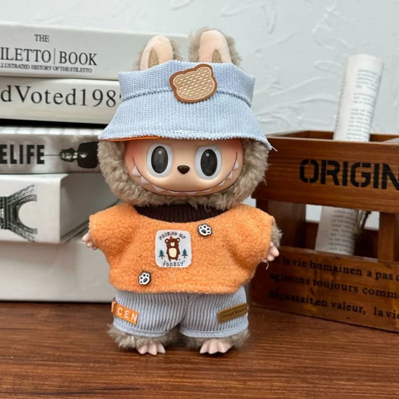 Costume de poupée Labubu mignon 17 Cm, vêtements Labubu, Figurines revêtues de caoutchouc, salopette, robes pour bébé, tenues d'été, cadeau de vacances