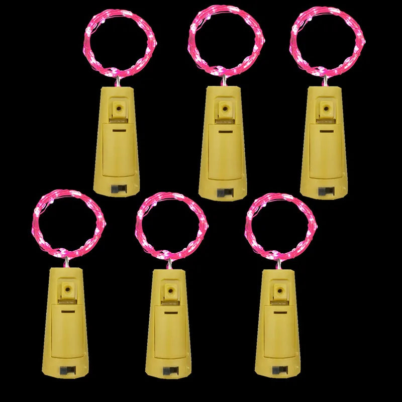 6 pièces - bouteille lumière batterie puissance LED bouteille