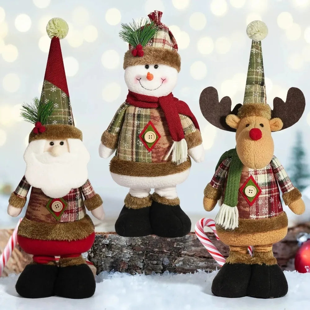 Poupée père noël bonhomme de neige Elk, peluche extensible