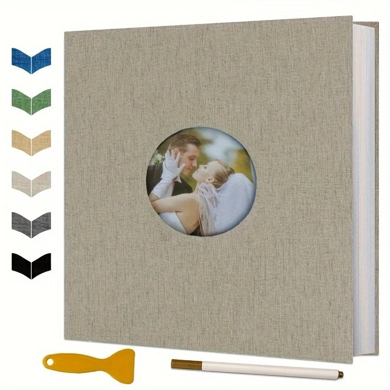 Album Scrapbook auto-adhésif pour photos 4 × 6 5 × 7 8 × 10, couverture en lin magnétique, 40 pages, cadeau de mariage familial avec stylo en métal et