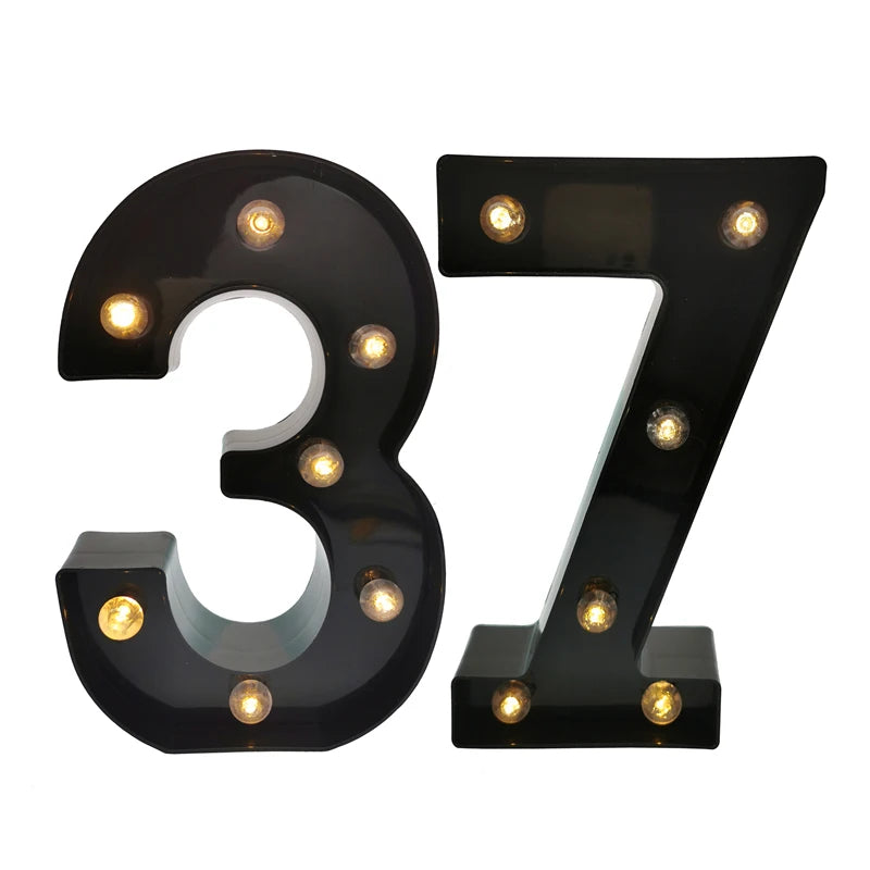 2 pièces 18 21st 30th 40th 50th 60th noir numéro LED chaîne veilleuse lampe joyeux adulte anniversaire fête décoration